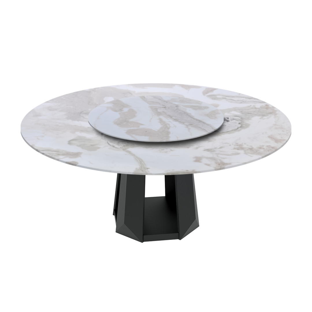 6ft Round Fendi White (Old Quarry) Natural Marble Dining Table