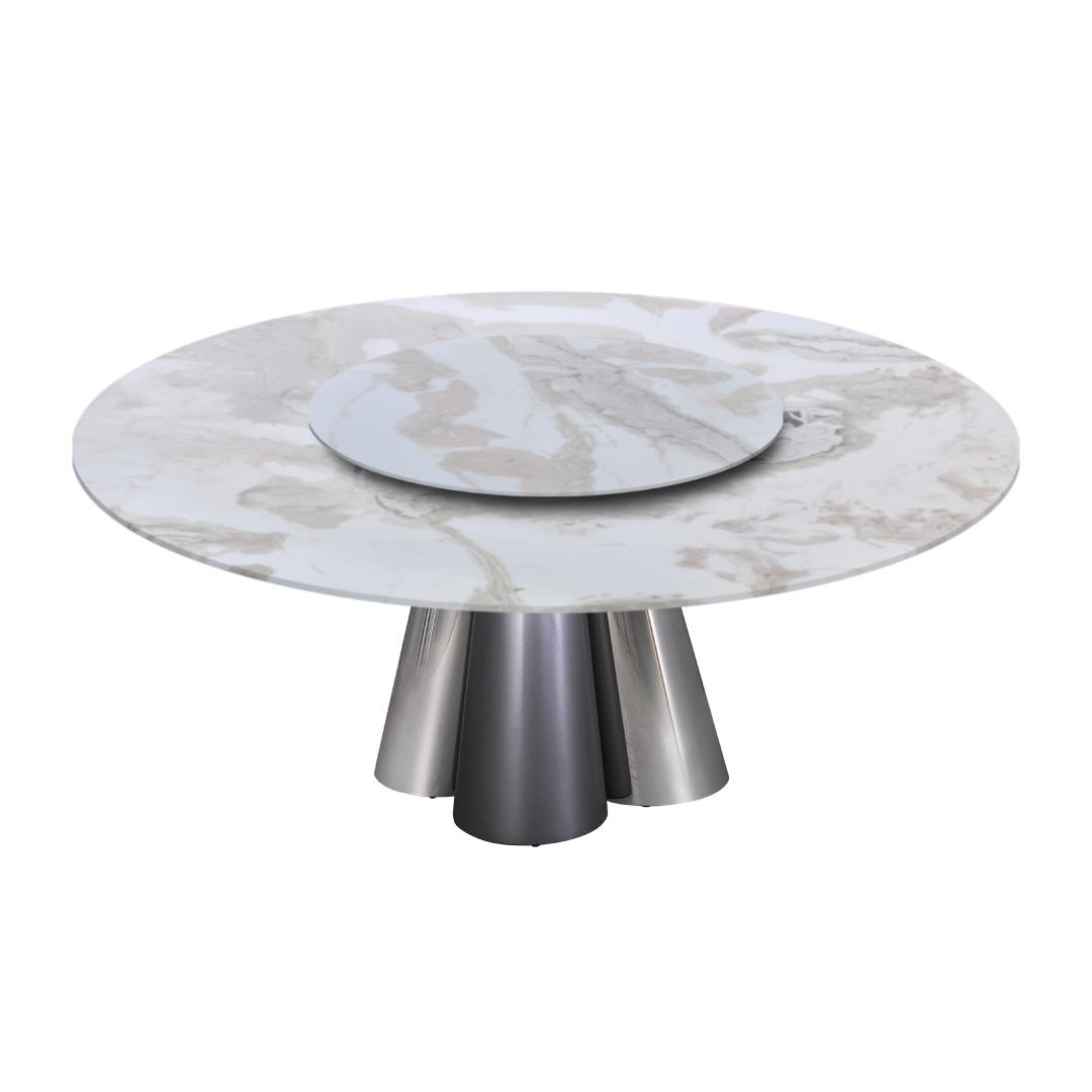 6ft Round Fendi White (Old Quarry) Natural Marble Dining Table