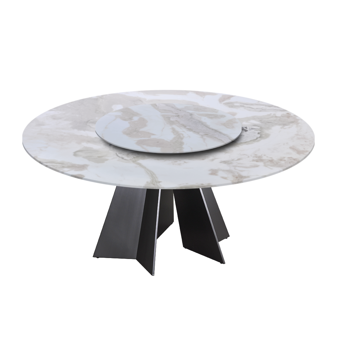 6ft Round Fendi White (Old Quarry) Natural Marble Dining Table
