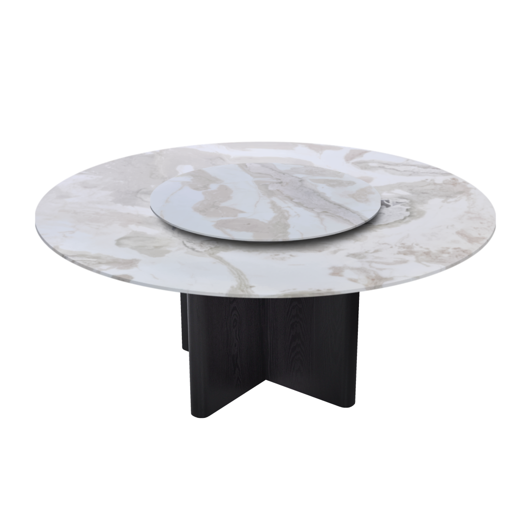 6ft Round Fendi White (Old Quarry) Natural Marble Dining Table