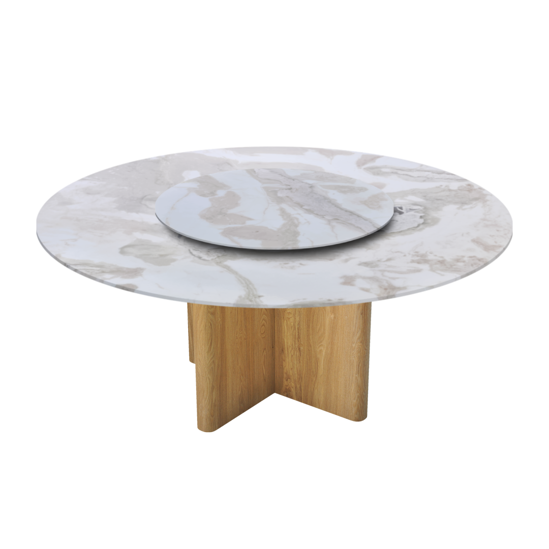 6ft Round Fendi White (Old Quarry) Natural Marble Dining Table