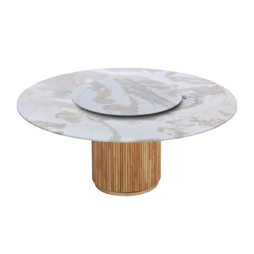 6ft Round Fendi White (Old Quarry) Natural Marble Dining Table