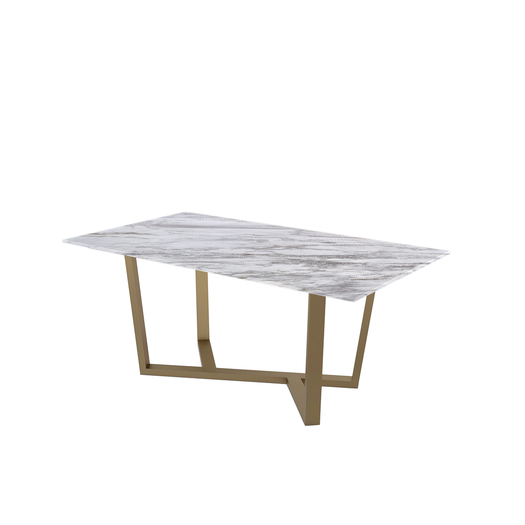 6ft Rectangular Volakas Natural Marble Dining Table