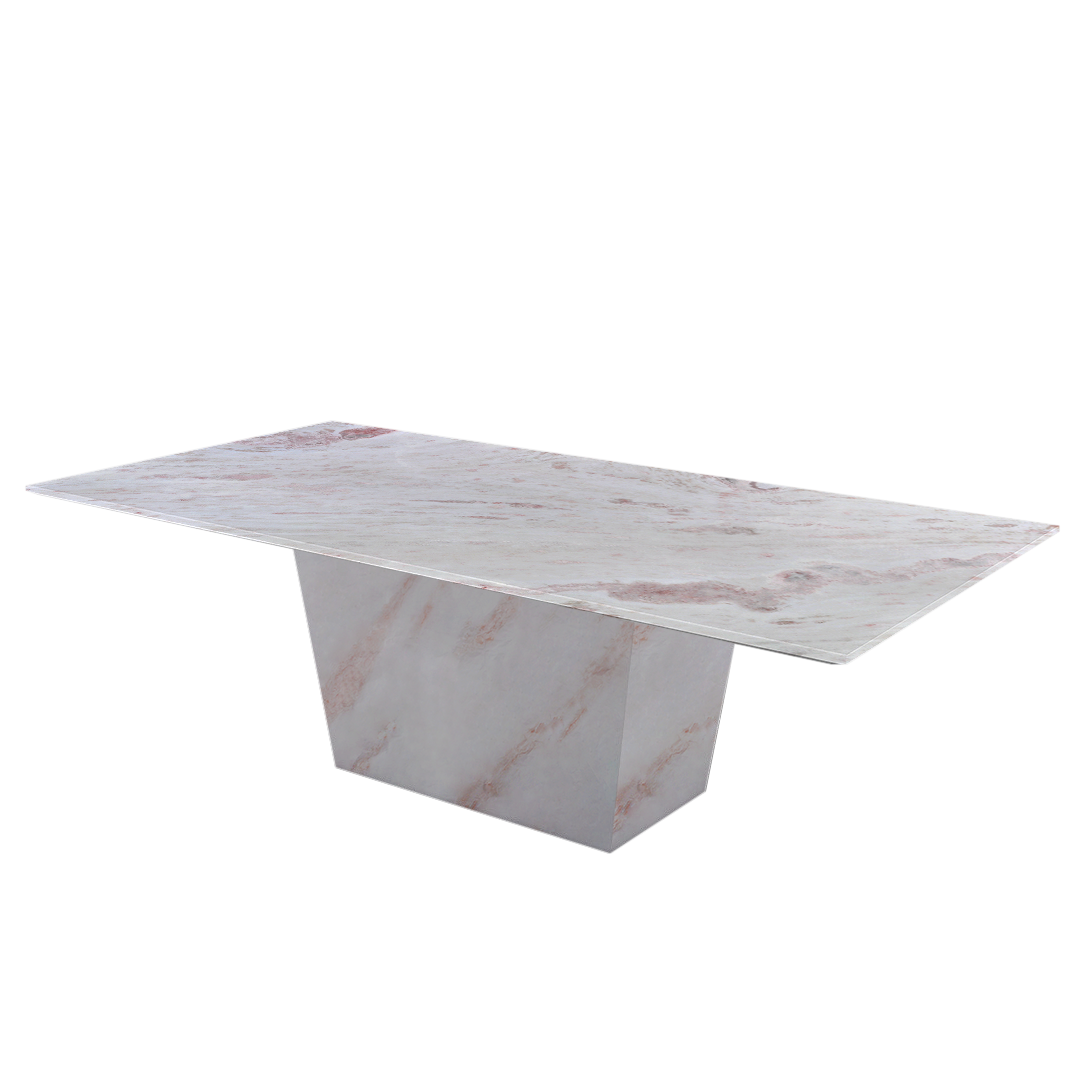 8ft Rectangular Namibian Rose Natural Marble Dining Table