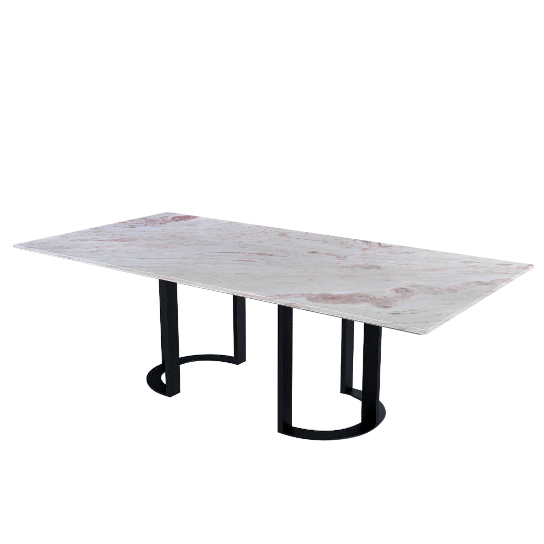 8ft Rectangular Namibian Rose Natural Marble Dining Table
