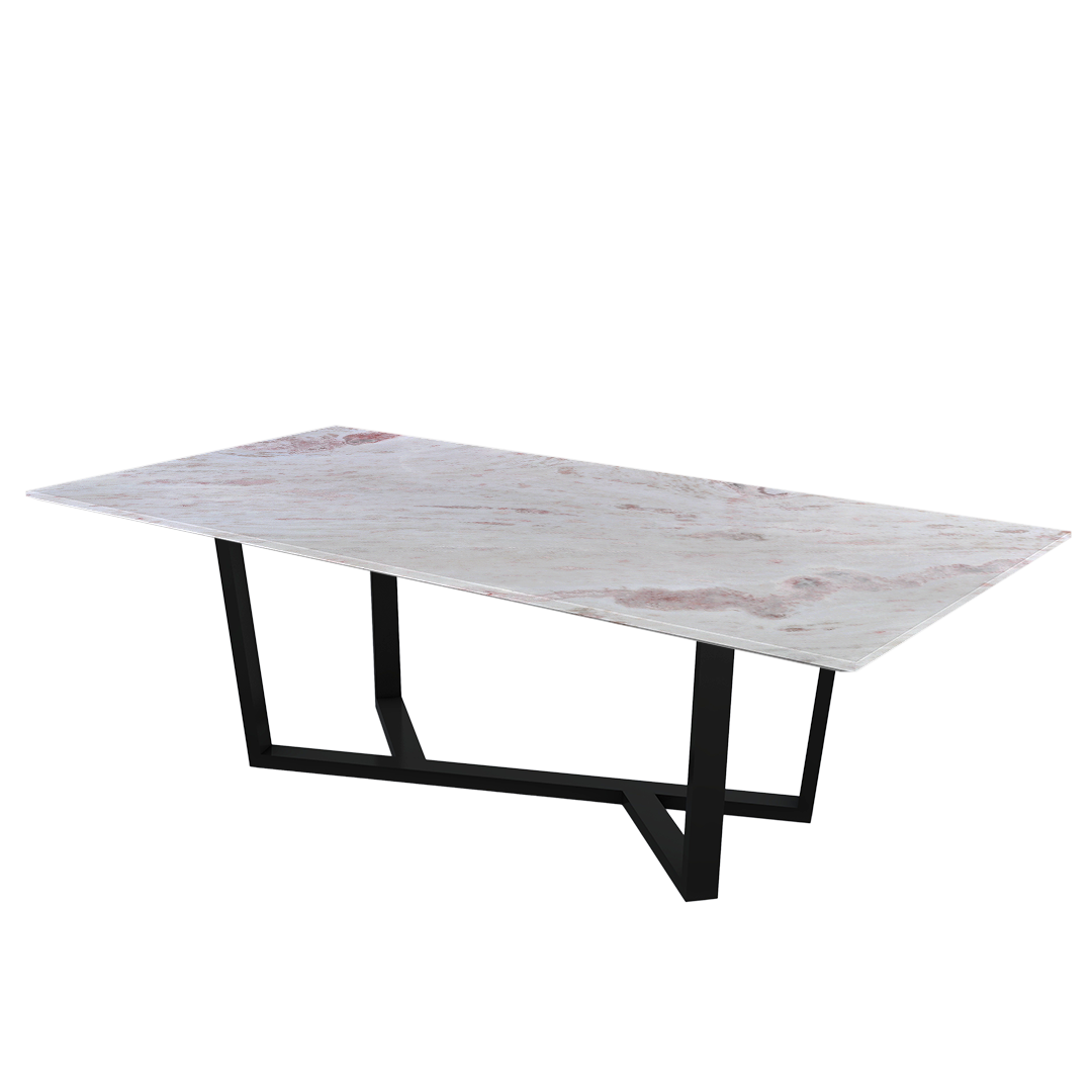 8ft Rectangular Namibian Rose Natural Marble Dining Table