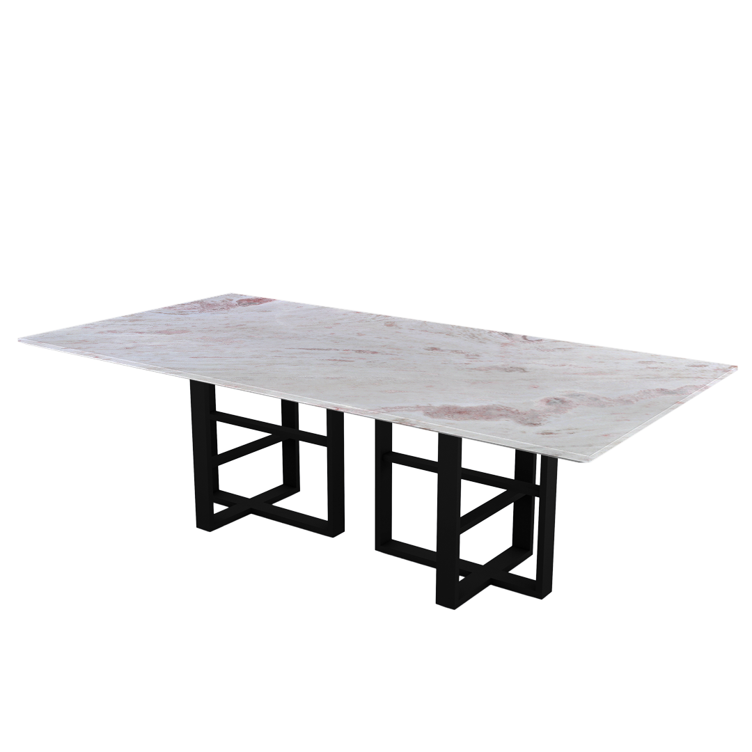 8ft Rectangular Namibian Rose Natural Marble Dining Table