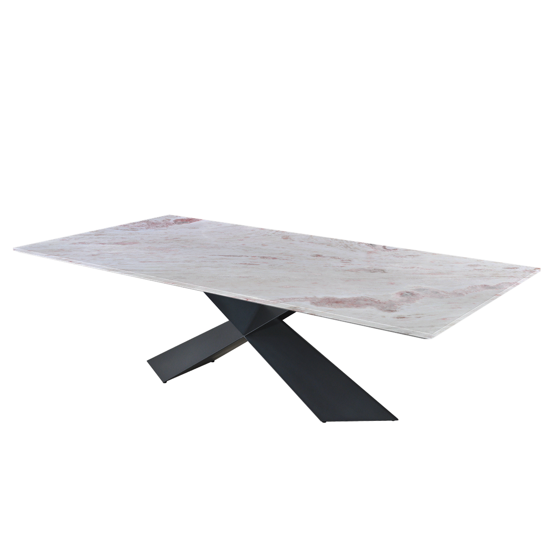 8ft Rectangular Namibian Rose Natural Marble Dining Table