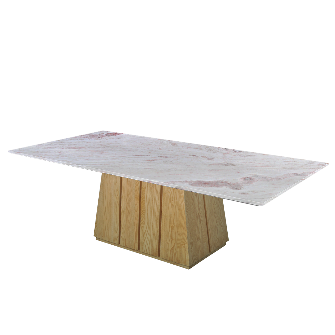 8ft Rectangular Namibian Rose Natural Marble Dining Table
