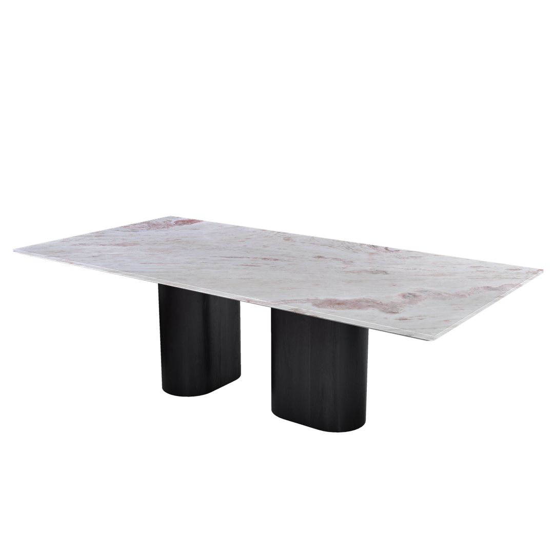 8ft Rectangular Namibian Rose Natural Marble Dining Table