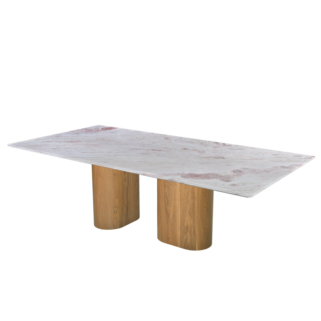 8ft Rectangular Namibian Rose Natural Marble Dining Table