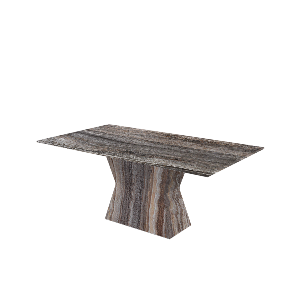 6ft Rectangular Silver Travertine Natural Marble Dining Table