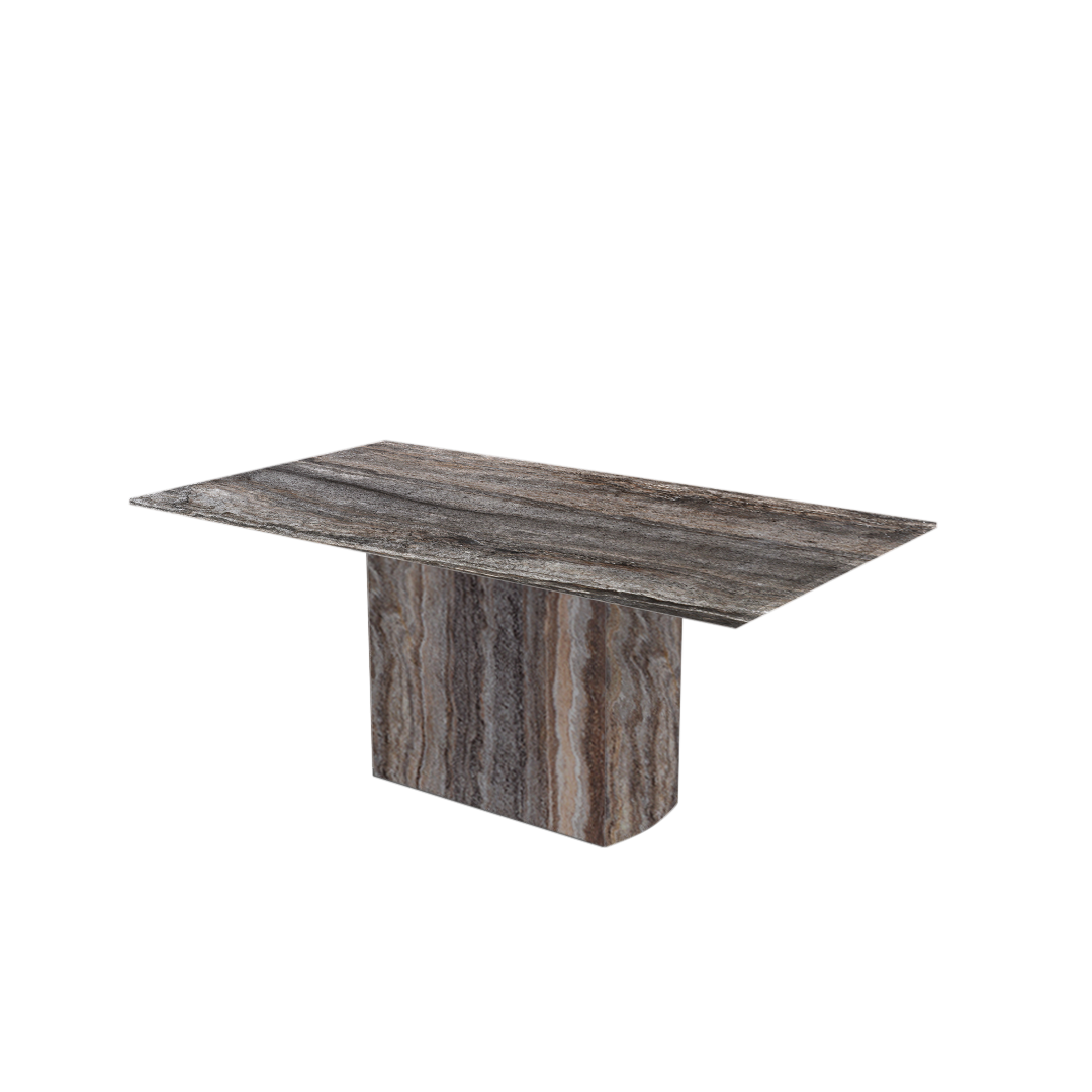6ft Rectangular Silver Travertine Natural Marble Dining Table