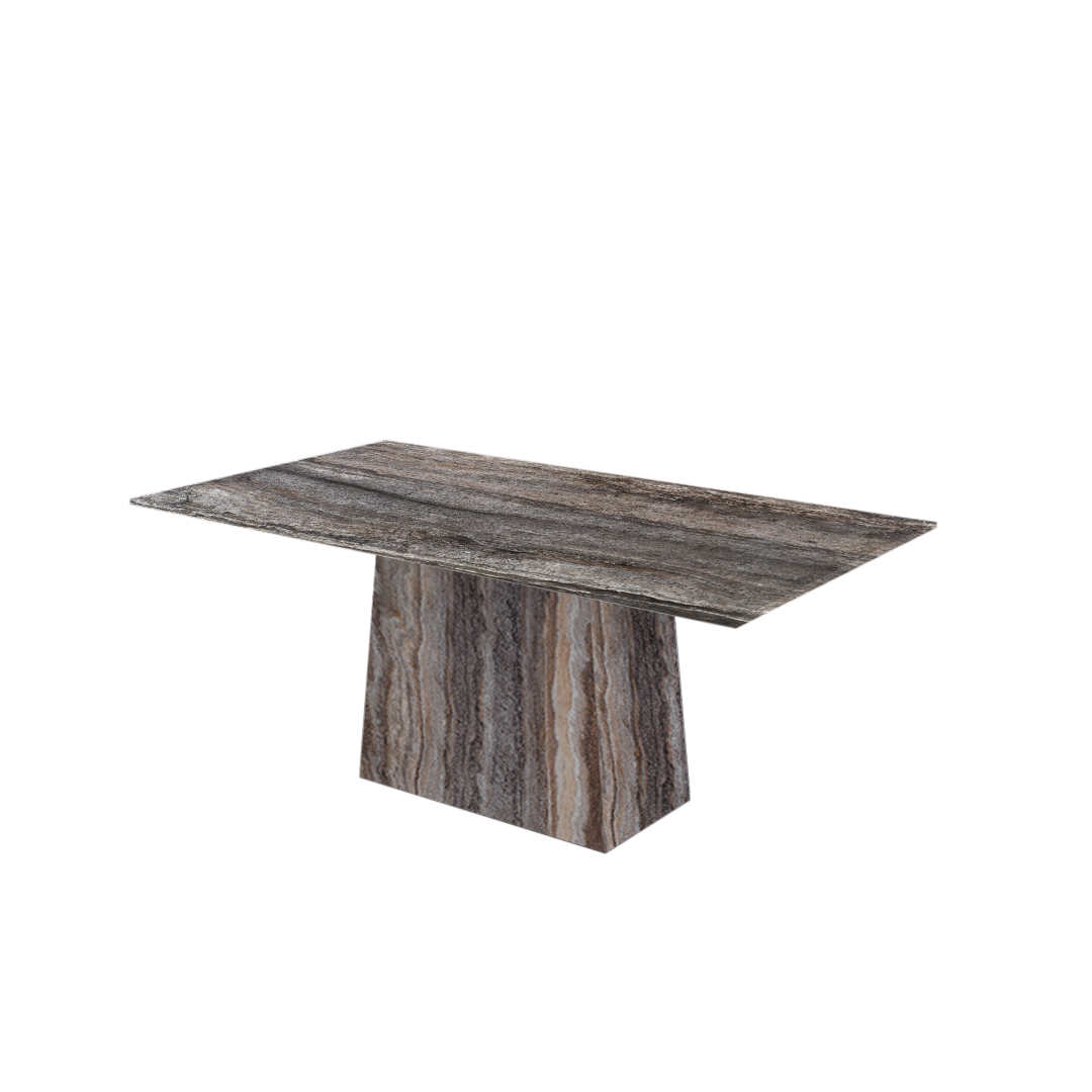 6ft Rectangular Silver Travertine Natural Marble Dining Table