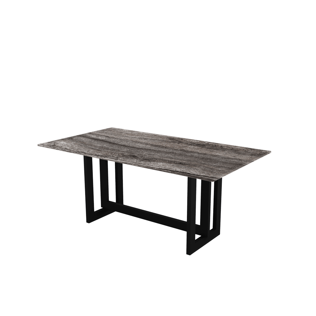6ft Rectangular Silver Travertine Natural Marble Dining Table