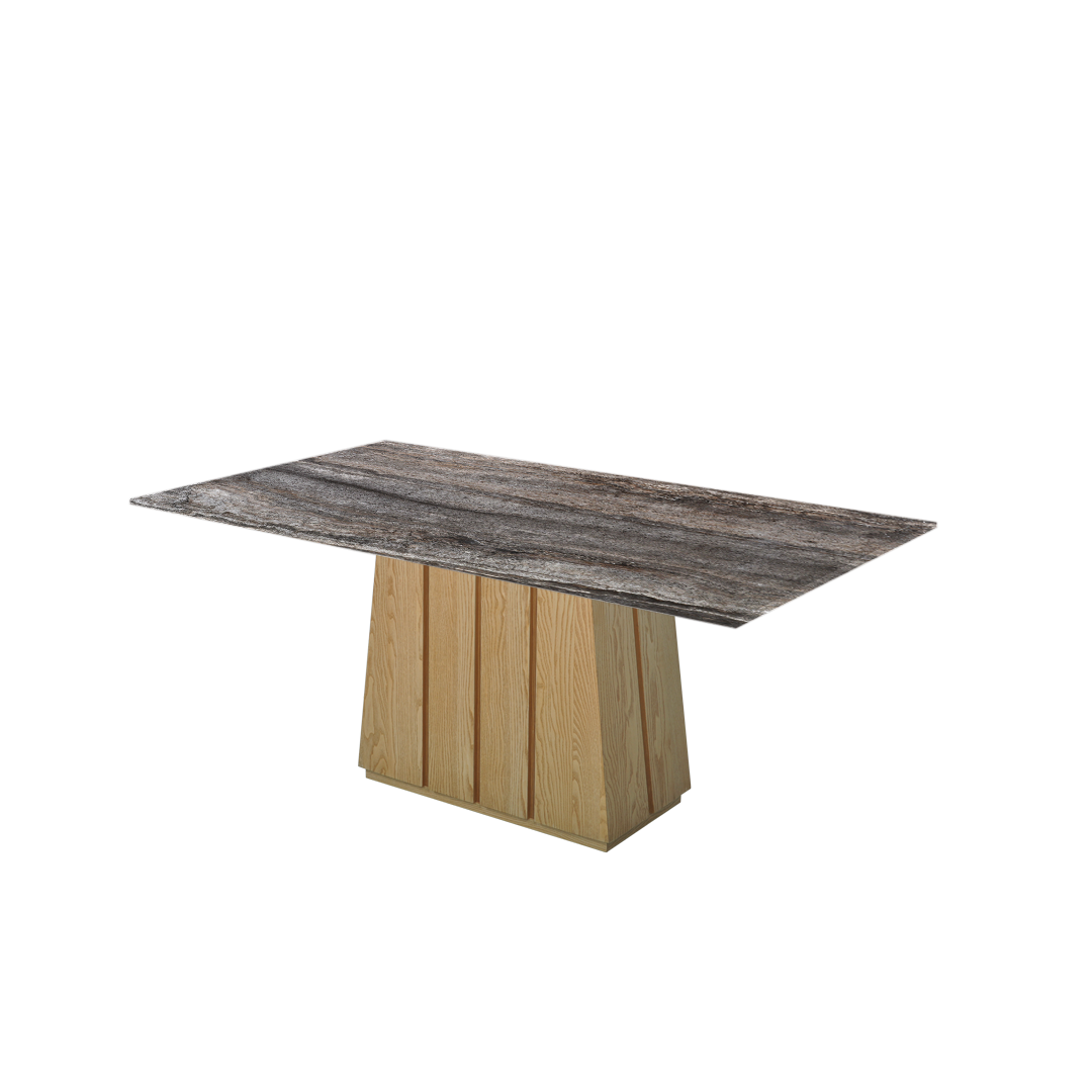 6ft Rectangular Silver Travertine Natural Marble Dining Table