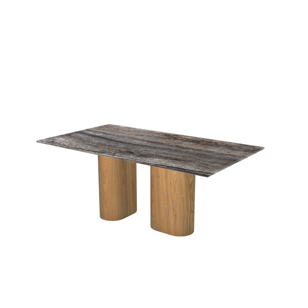 6ft Rectangular Silver Travertine Natural Marble Dining Table