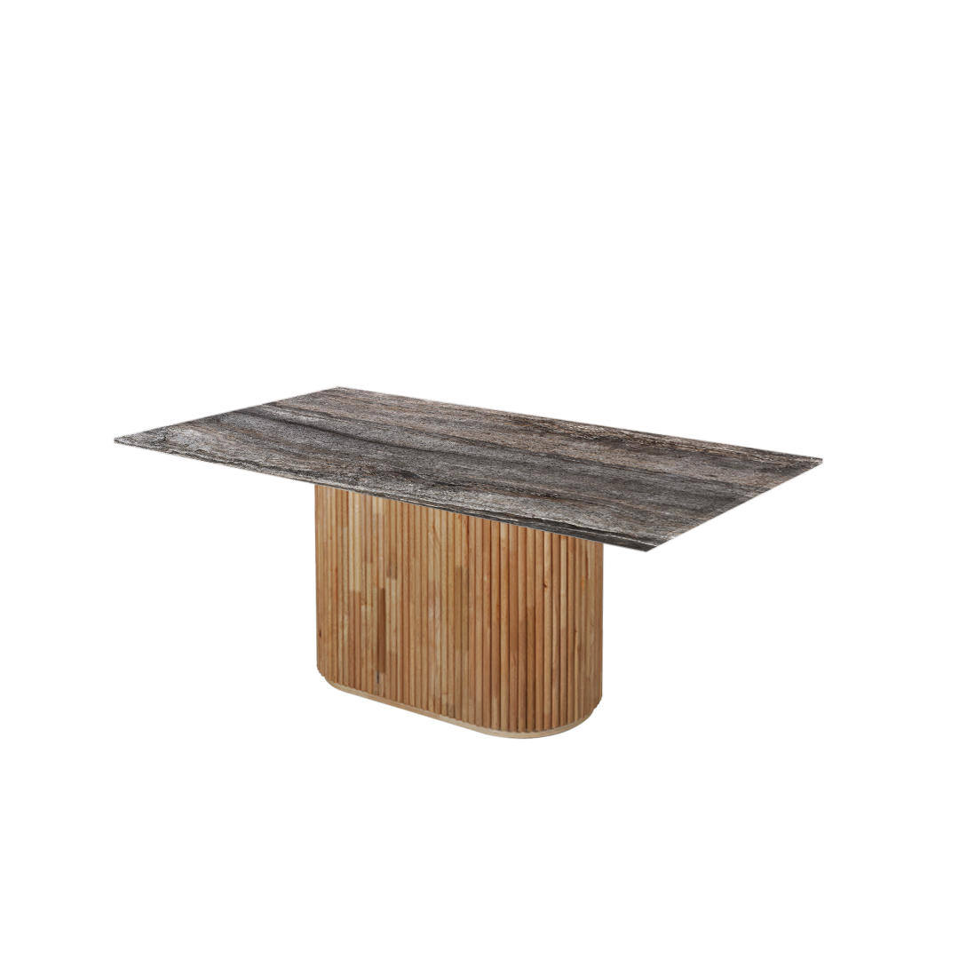 6ft Rectangular Silver Travertine Natural Marble Dining Table