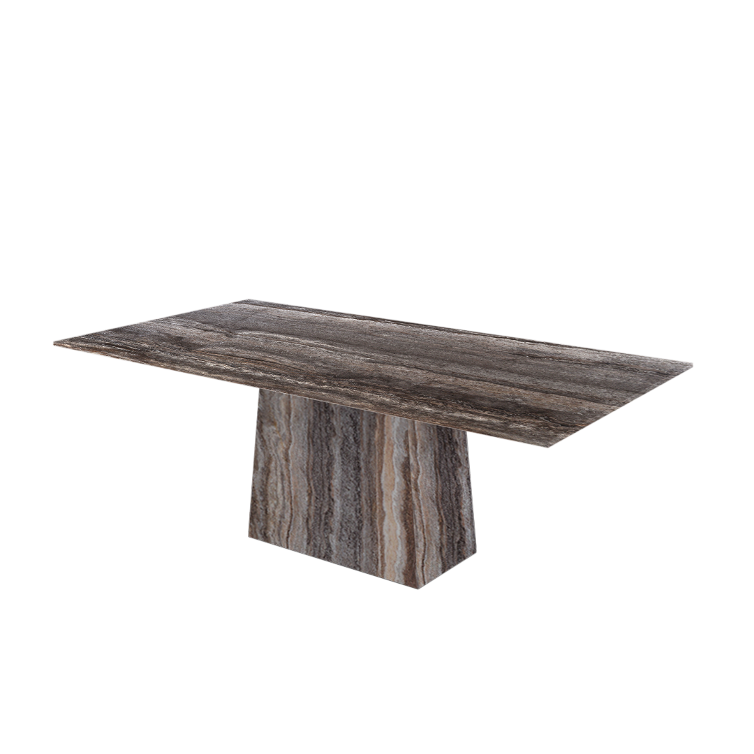 7ft Rectangular Silver Travertine Natural Marble Dining Table