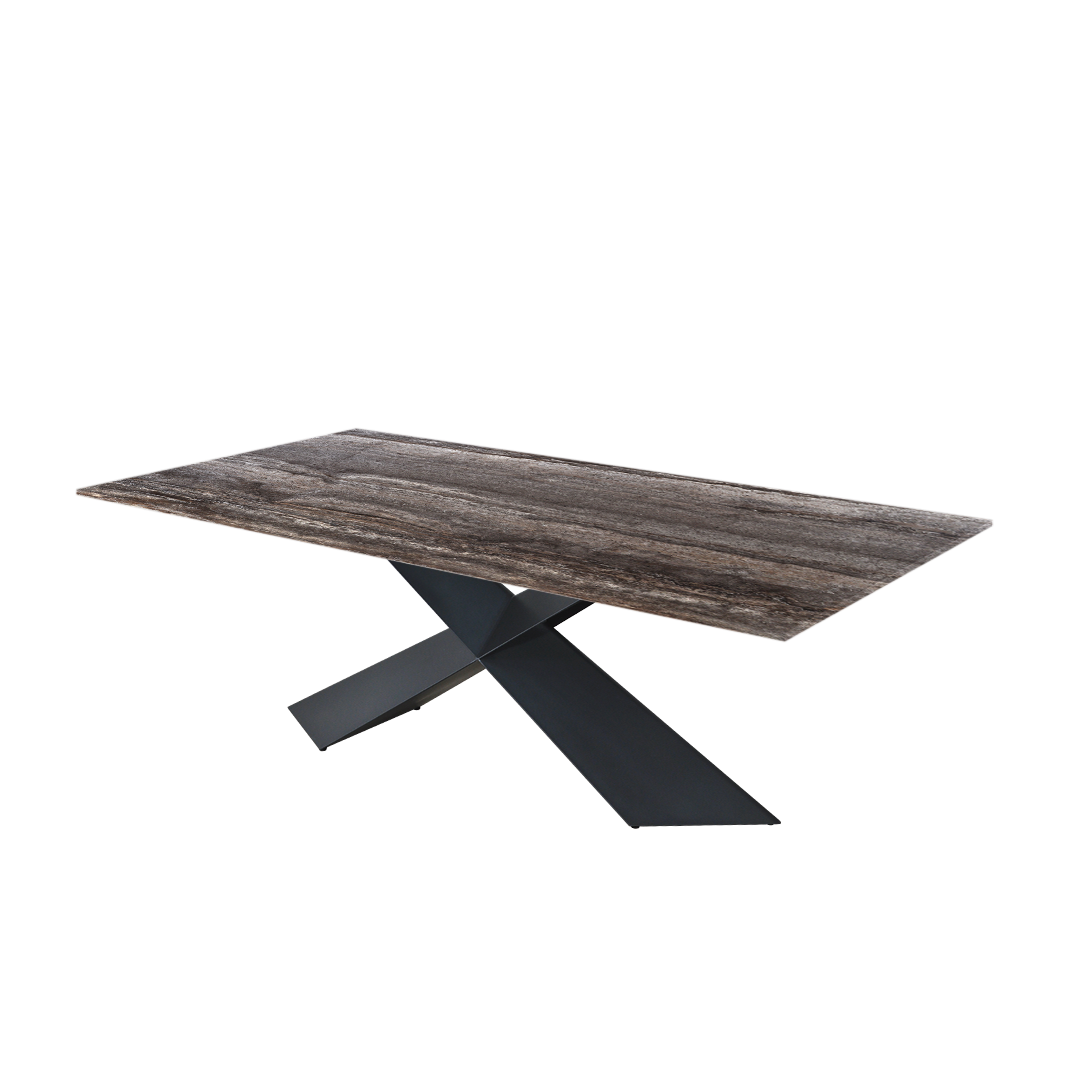 7ft Rectangular Silver Travertine Natural Marble Dining Table