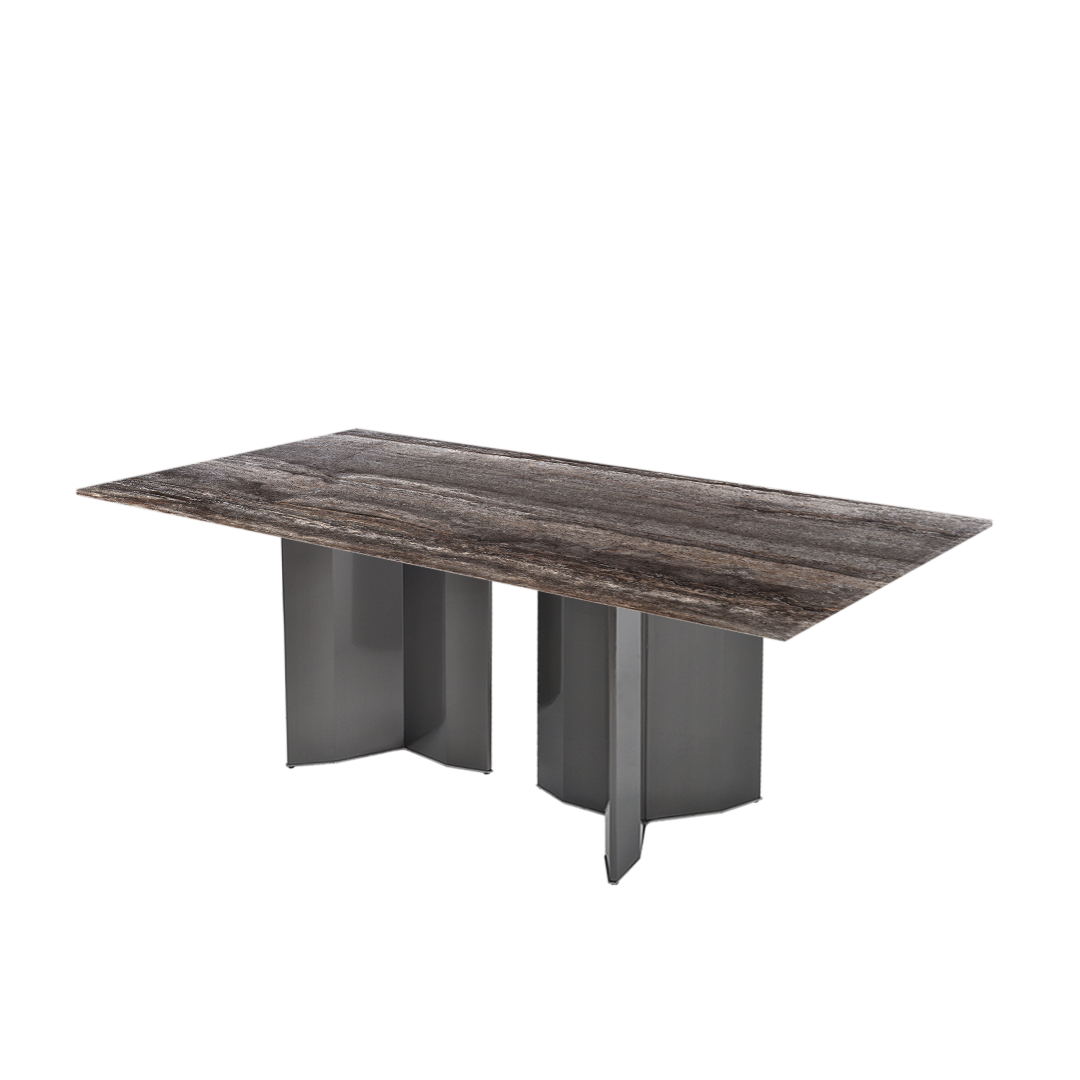 7ft Rectangular Silver Travertine Natural Marble Dining Table
