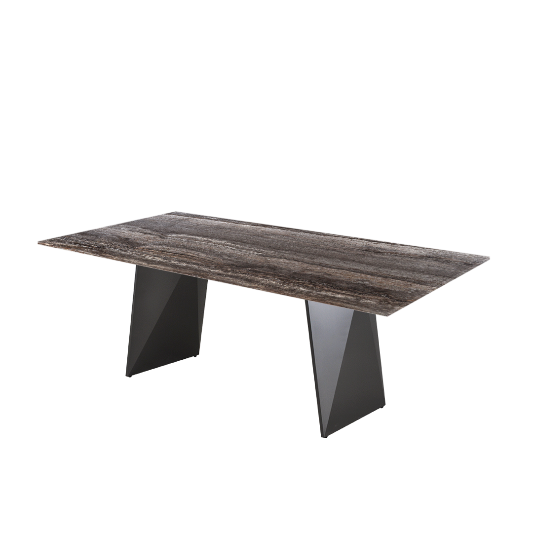 7ft Rectangular Silver Travertine Natural Marble Dining Table