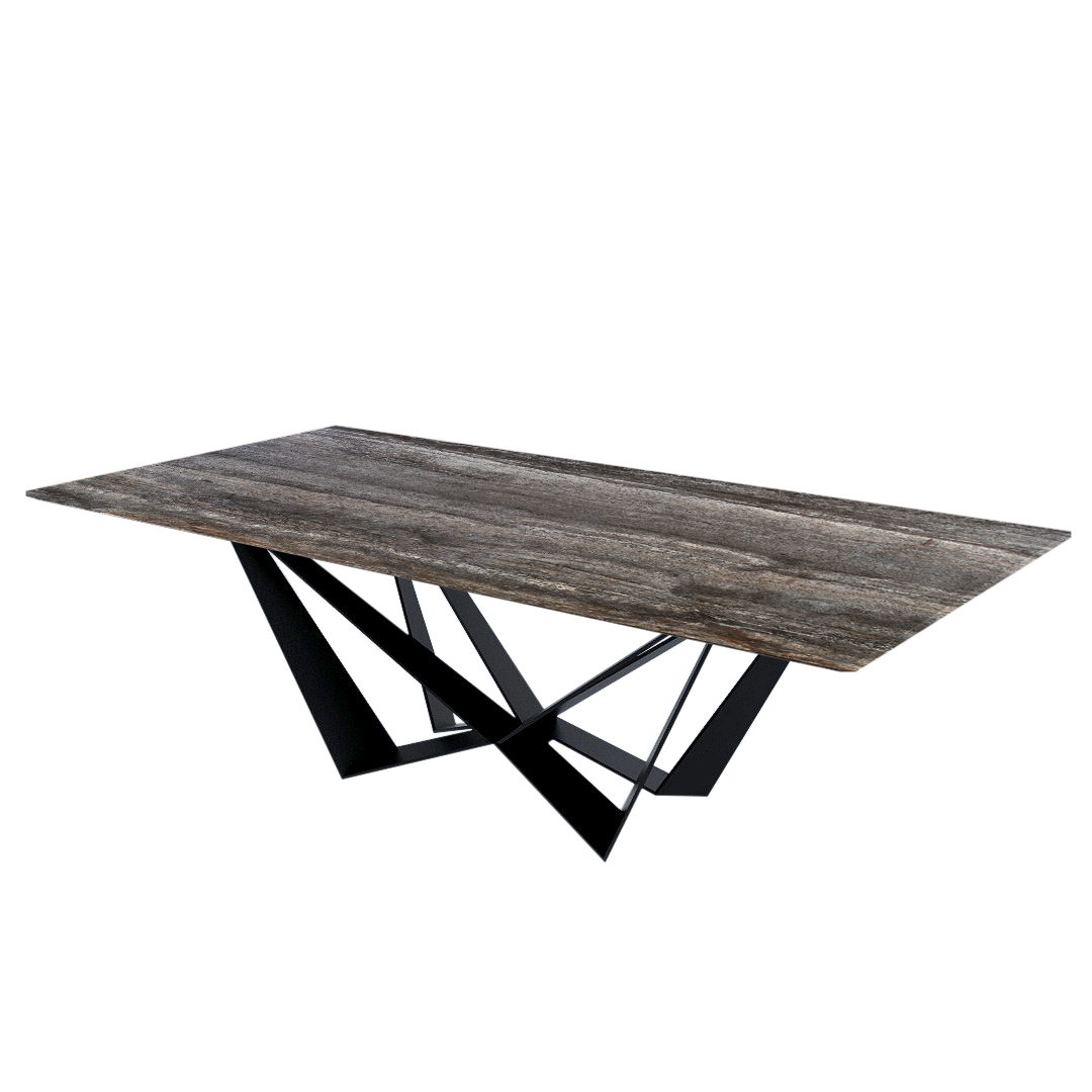 8ft Rectangular Silver Travertine Natural Marble Dining Table