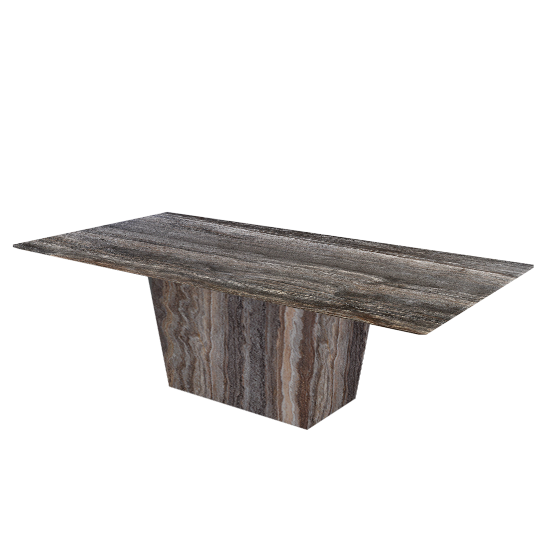 8ft Rectangular Silver Travertine Natural Marble Dining Table
