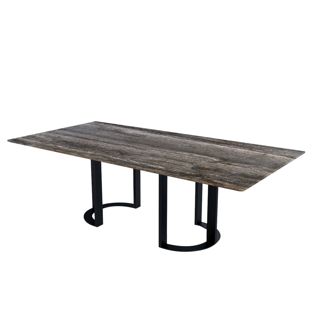 8ft Rectangular Silver Travertine Natural Marble Dining Table