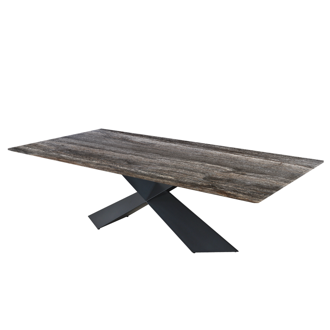 8ft Rectangular Silver Travertine Natural Marble Dining Table