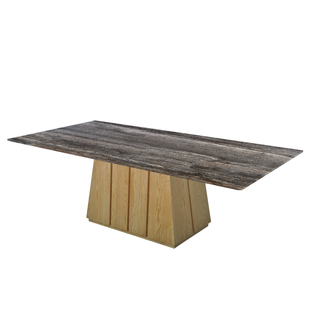 8ft Rectangular Silver Travertine Natural Marble Dining Table