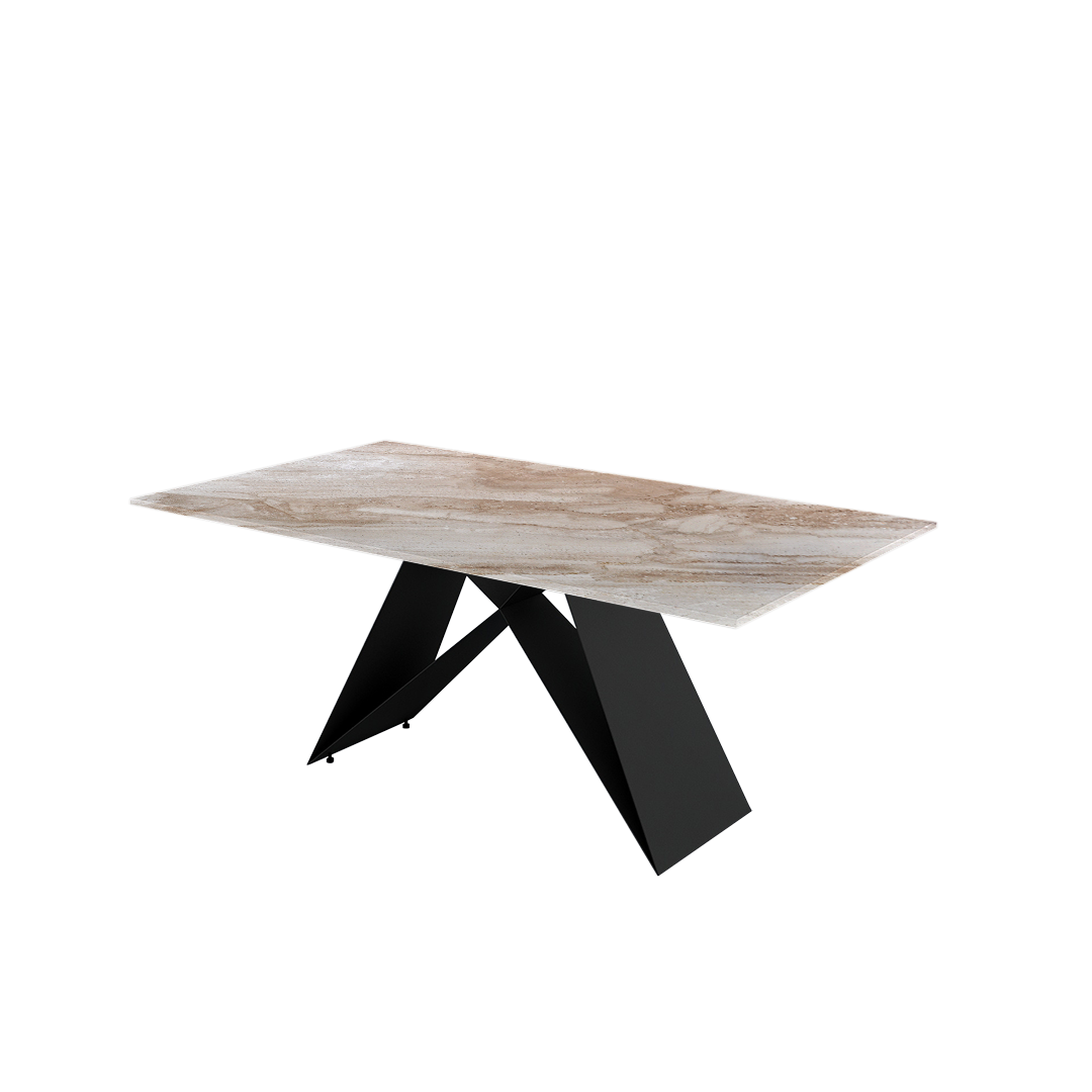 6ft Rectangular Daino Beige Natural Marble Dining Table