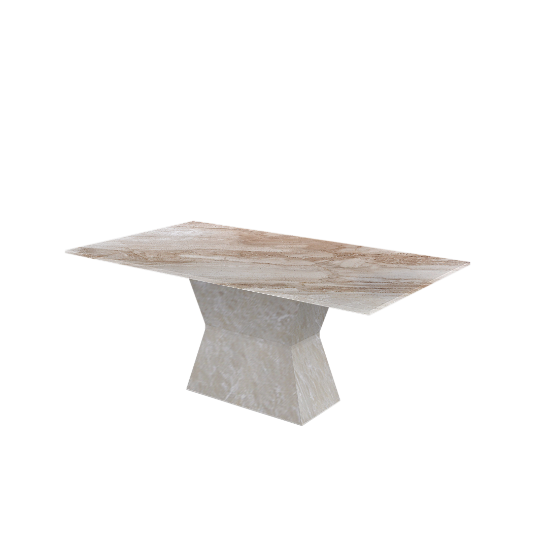 6ft Rectangular Daino Beige Natural Marble Dining Table