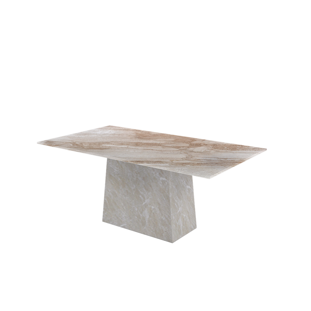 6ft Rectangular Daino Beige Natural Marble Dining Table