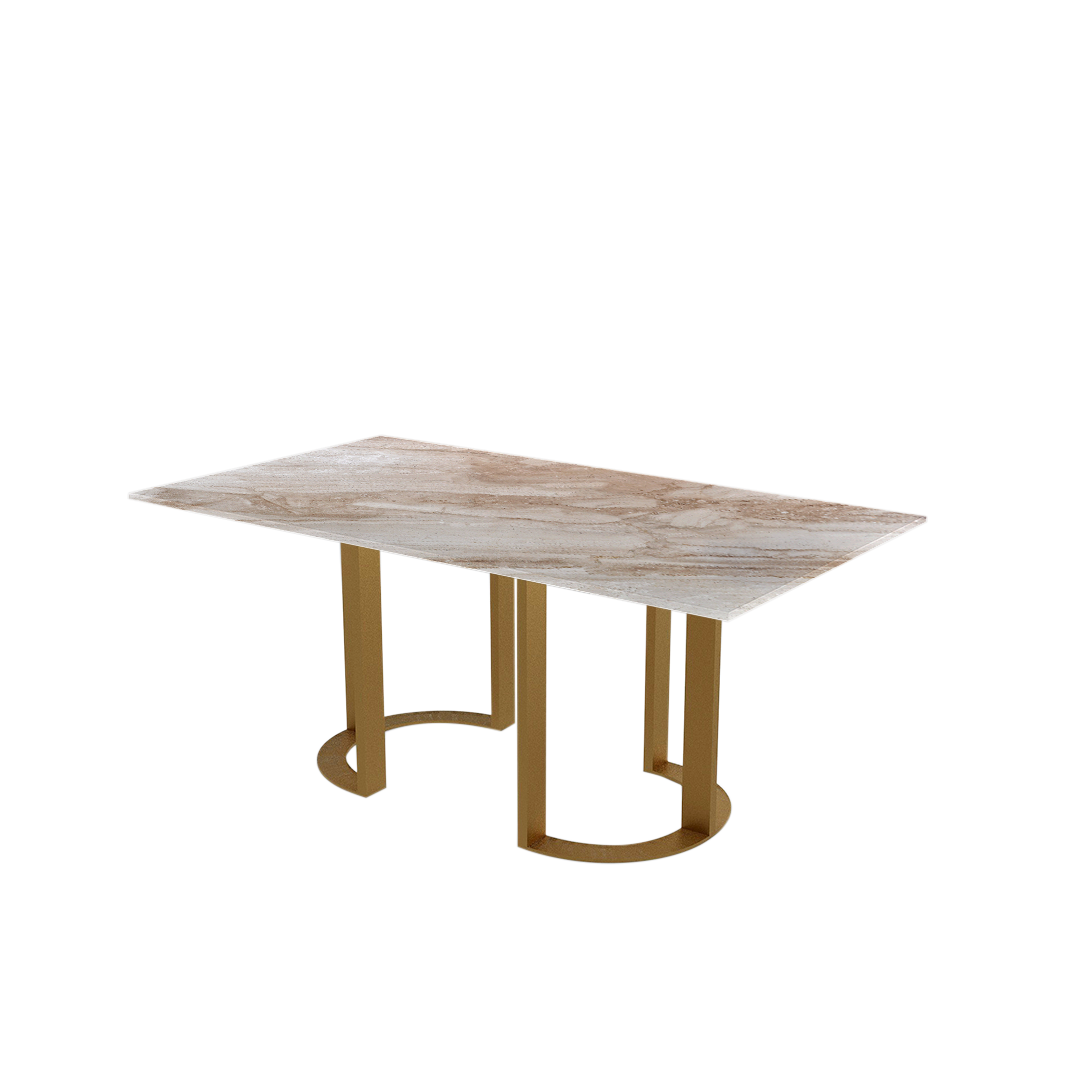 6ft Rectangular Daino Beige Natural Marble Dining Table