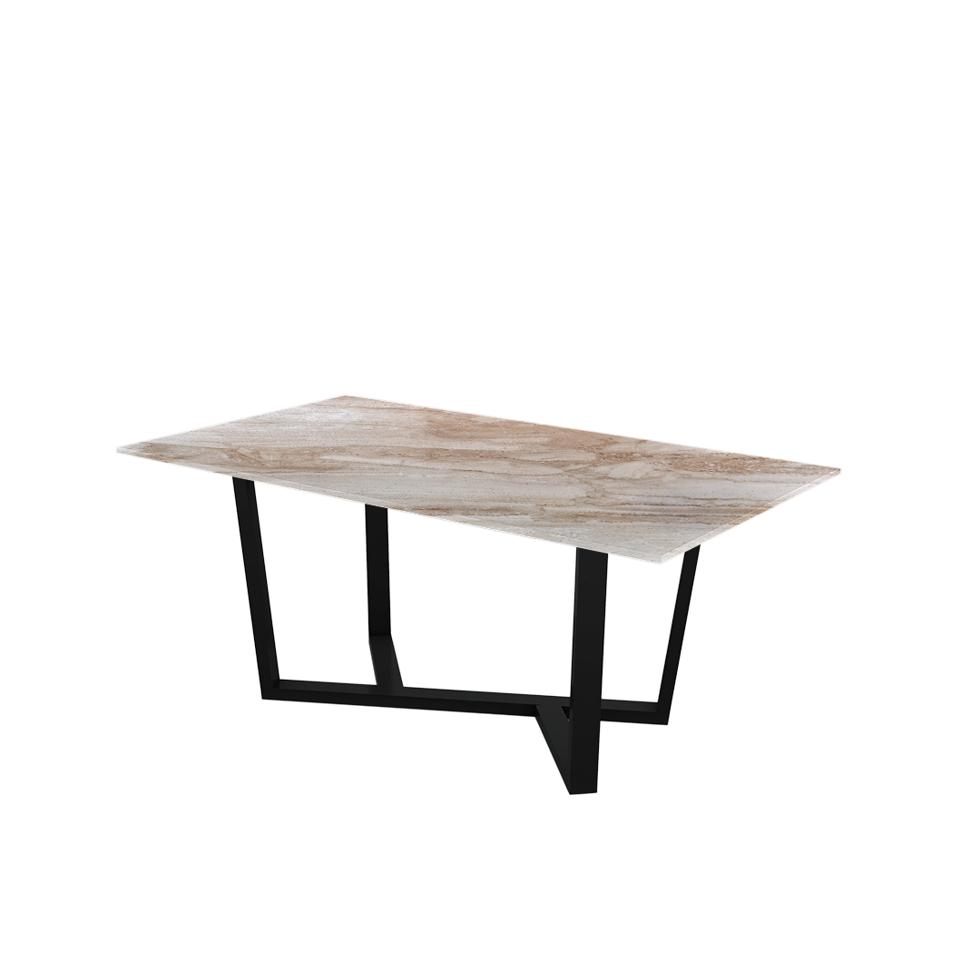6ft Rectangular Daino Beige Natural Marble Dining Table