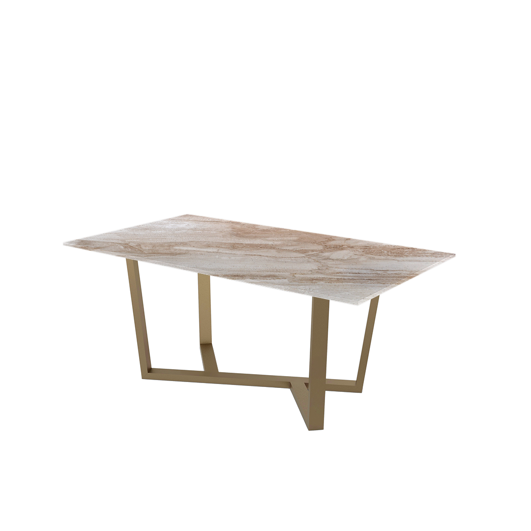 6ft Rectangular Daino Beige Natural Marble Dining Table
