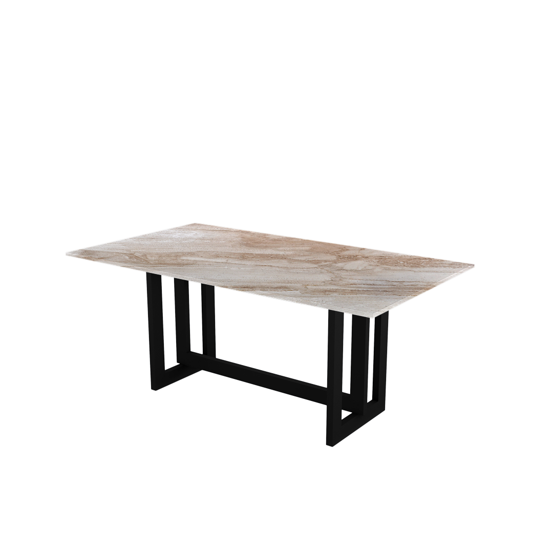 6ft Rectangular Daino Beige Natural Marble Dining Table