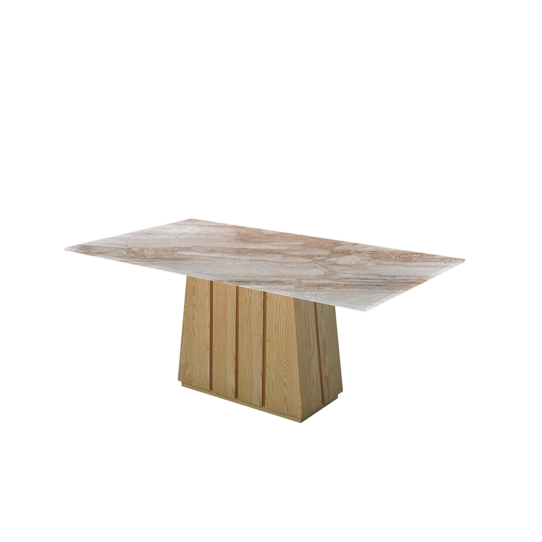 6ft Rectangular Daino Beige Natural Marble Dining Table