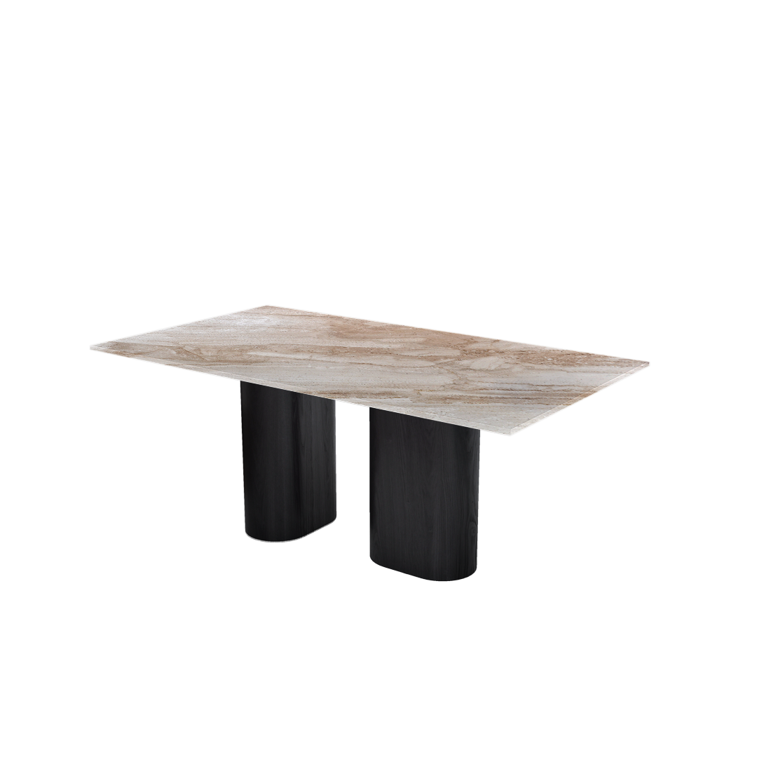 6ft Rectangular Daino Beige Natural Marble Dining Table