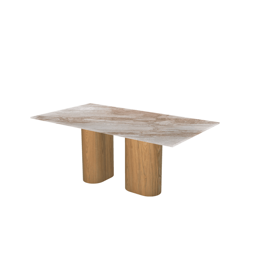 6ft Rectangular Daino Beige Natural Marble Dining Table