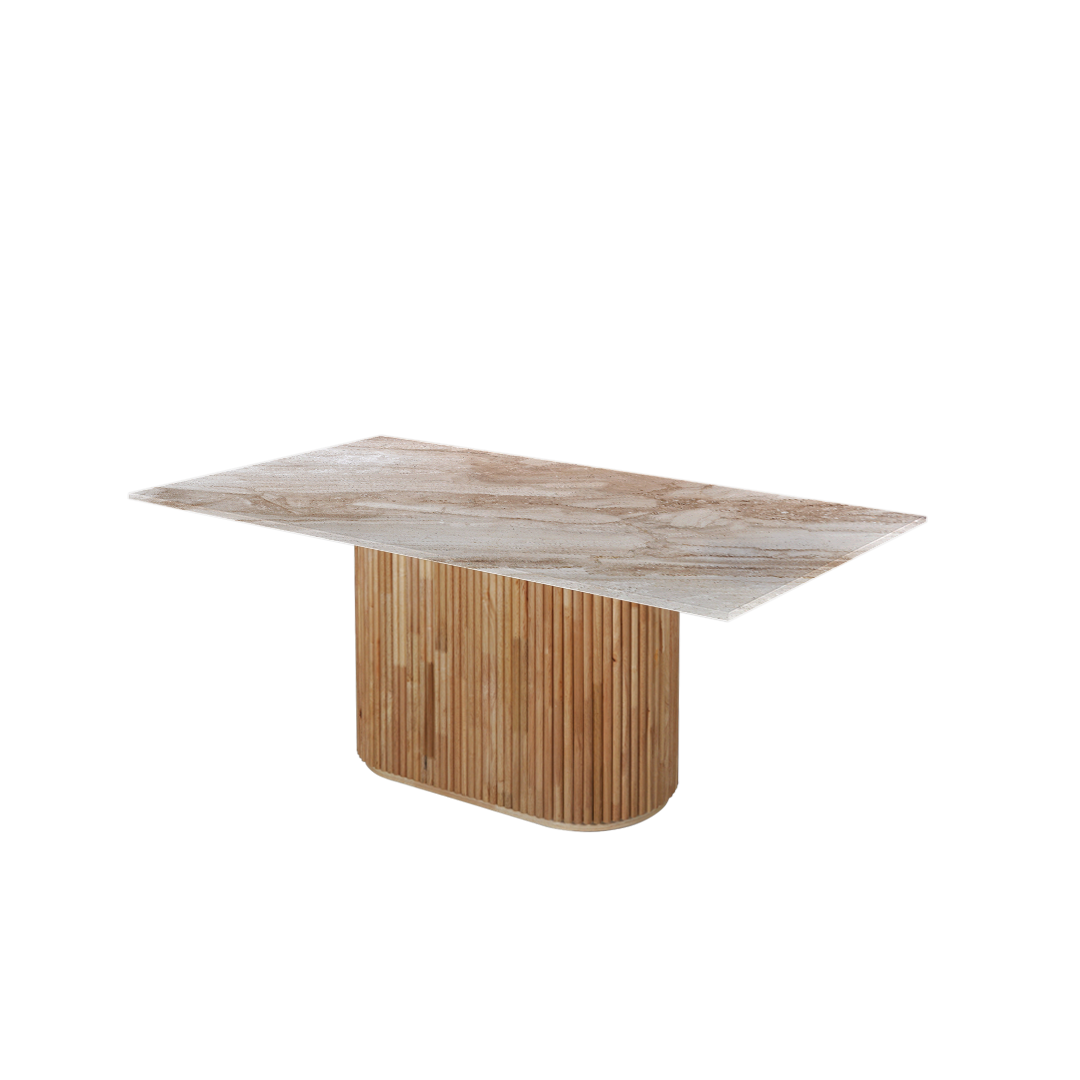 6ft Rectangular Daino Beige Natural Marble Dining Table