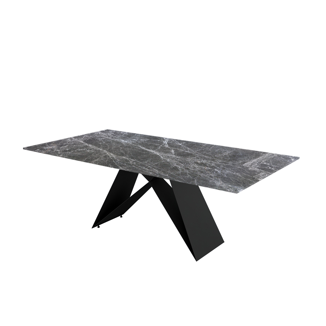 7ft Rectangular Hermes Grey Natural Marble Dining Table