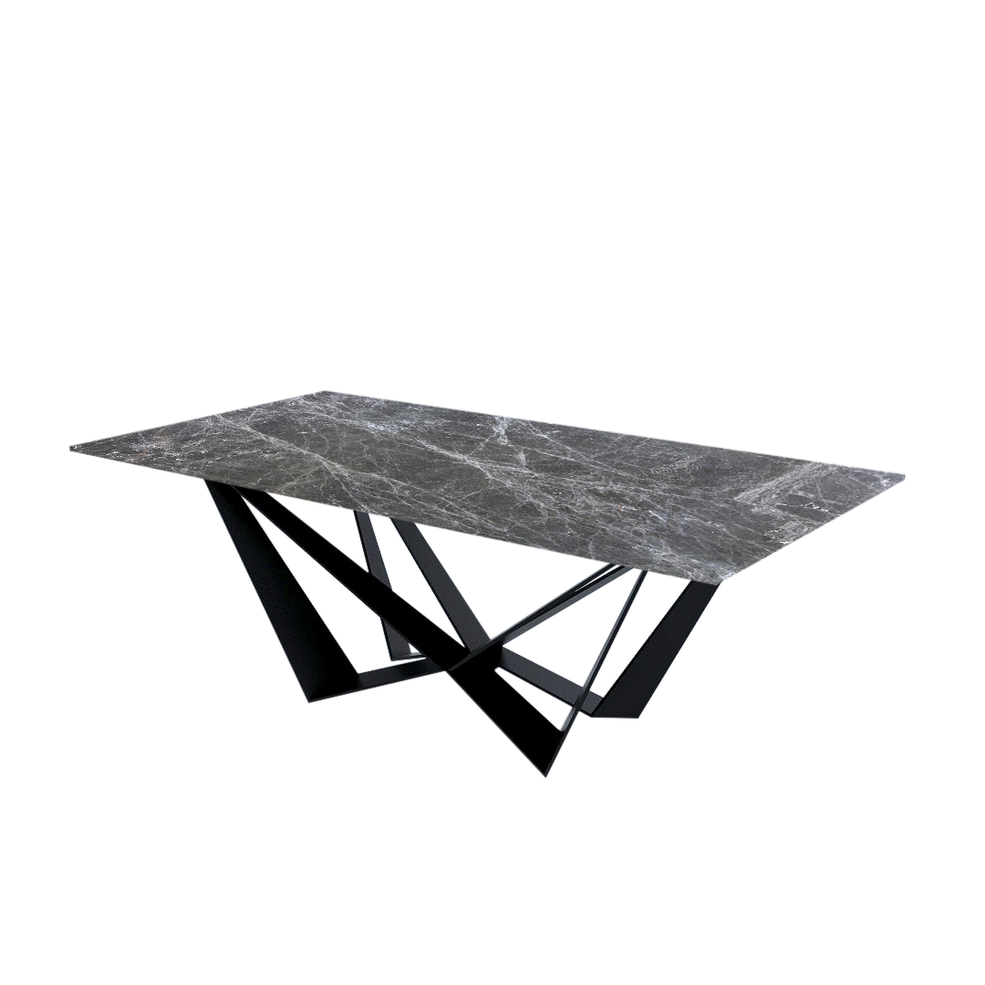 7ft Rectangular Hermes Grey Natural Marble Dining Table