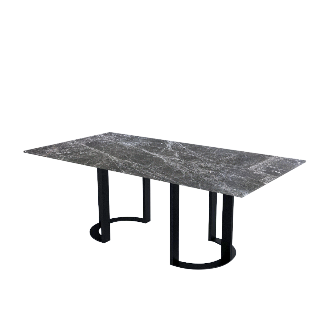 7ft Rectangular Hermes Grey Natural Marble Dining Table