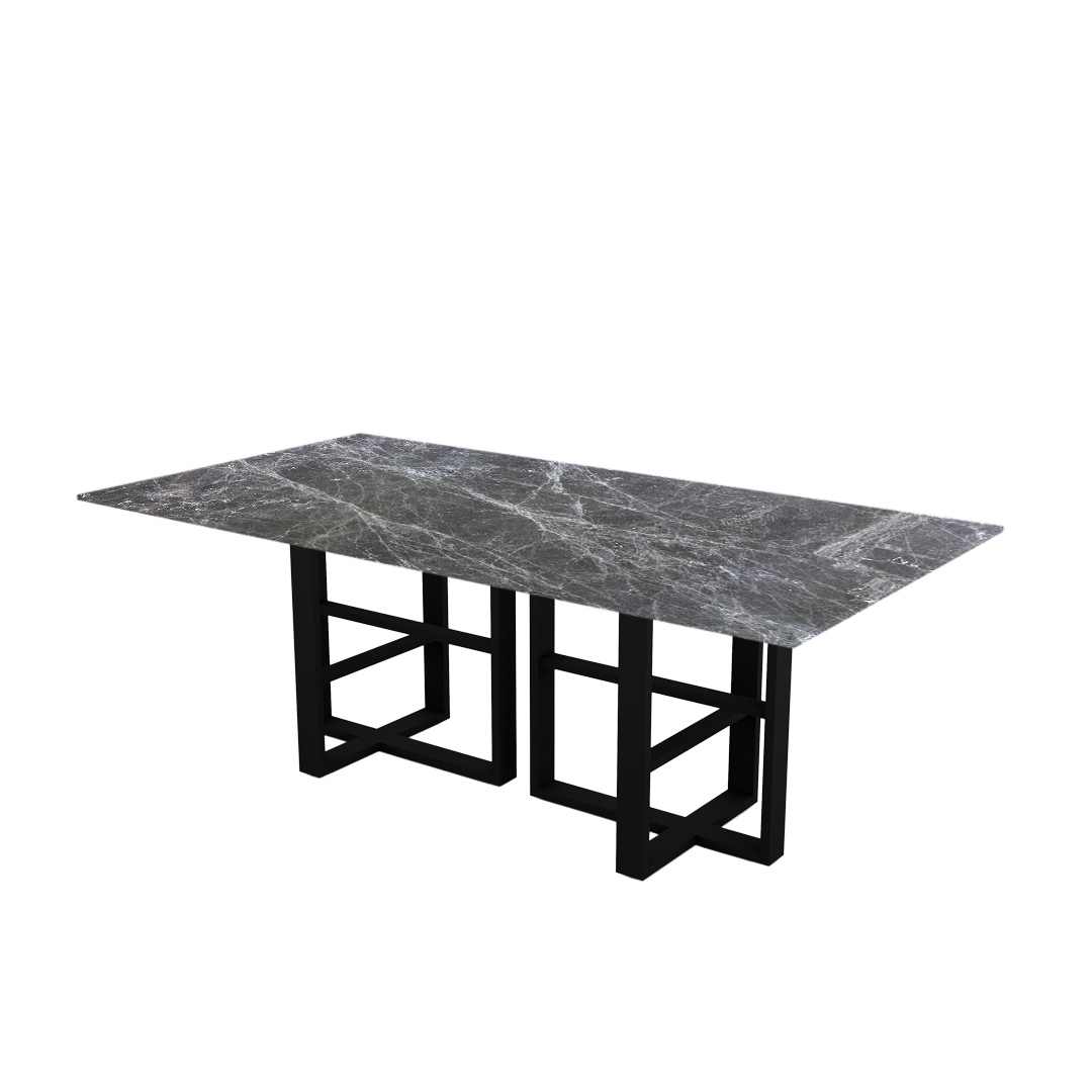 7ft Rectangular Hermes Grey Natural Marble Dining Table