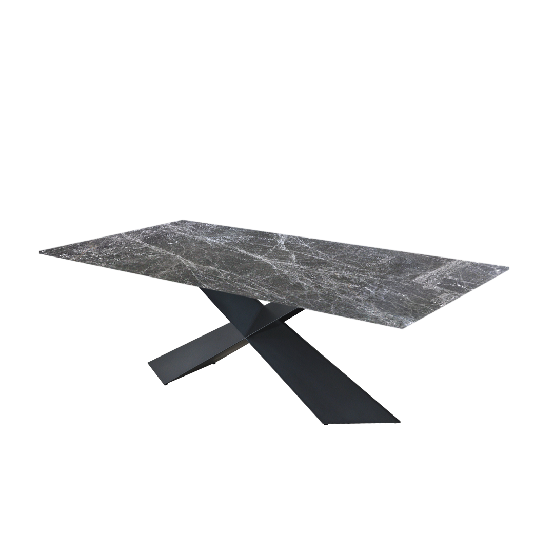7ft Rectangular Hermes Grey Natural Marble Dining Table