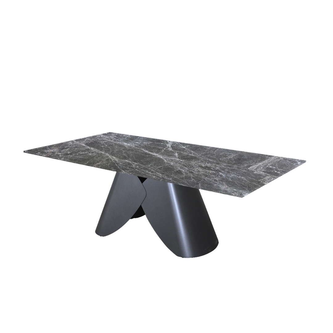 7ft Rectangular Hermes Grey Natural Marble Dining Table