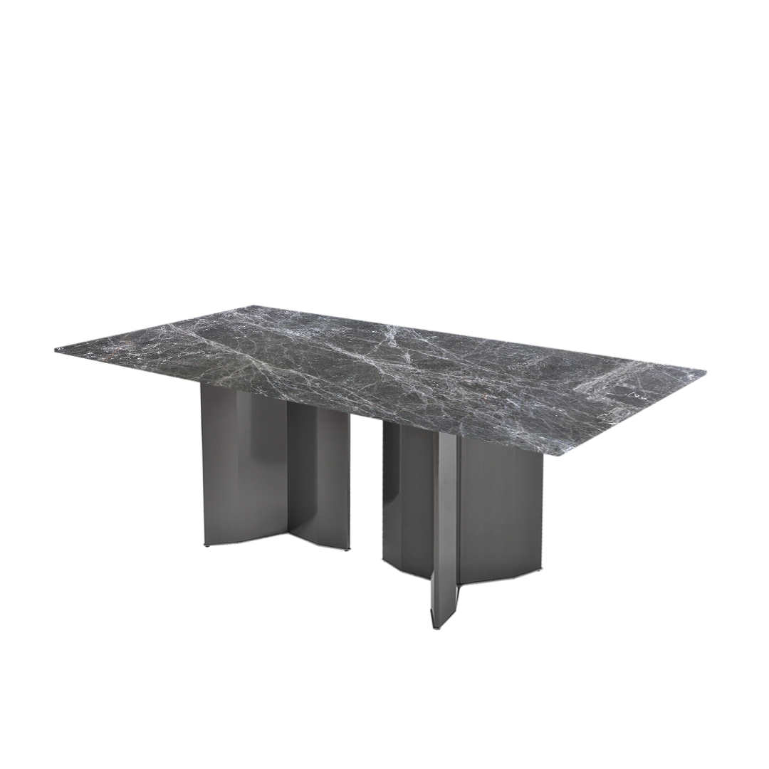 7ft Rectangular Hermes Grey Natural Marble Dining Table