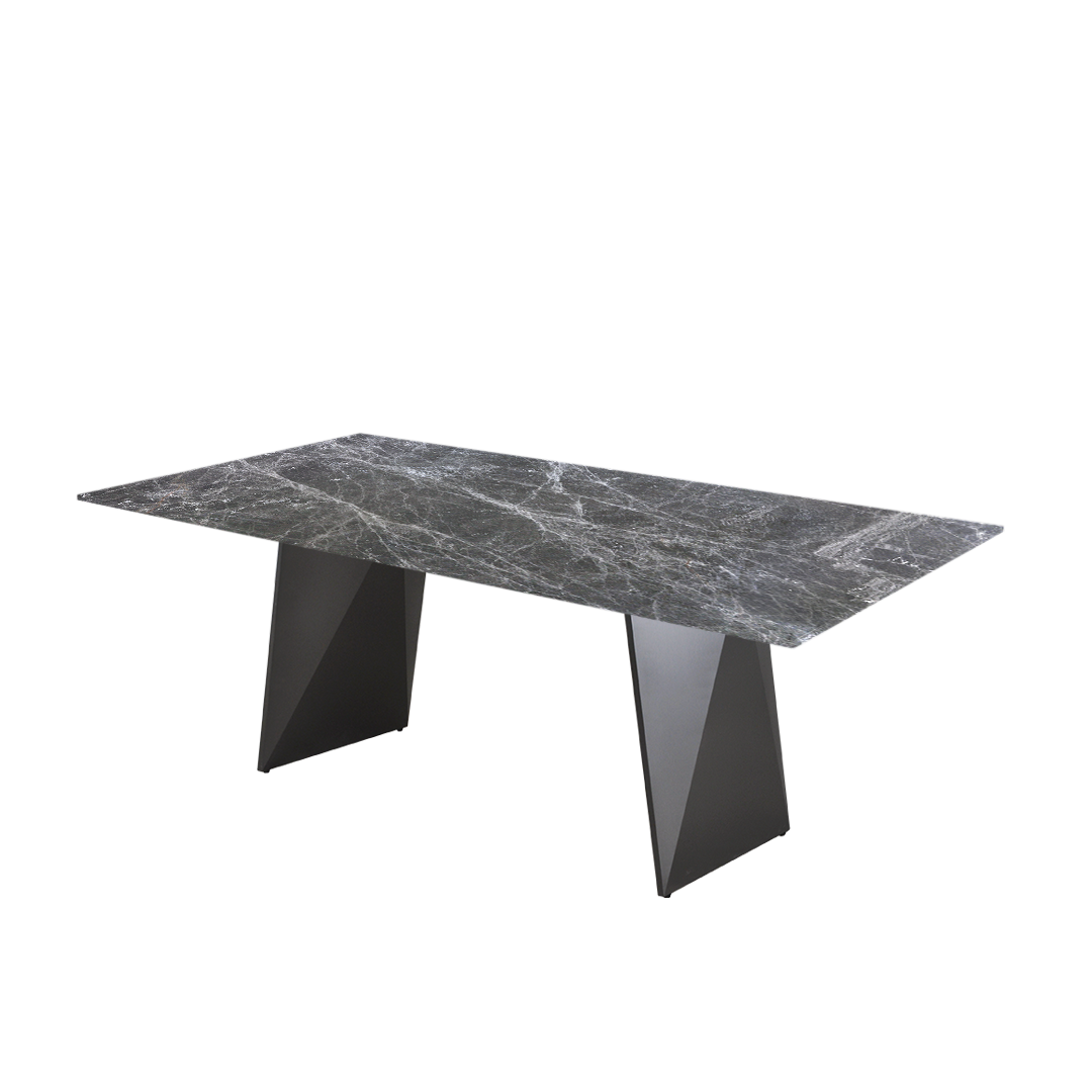 7ft Rectangular Hermes Grey Natural Marble Dining Table
